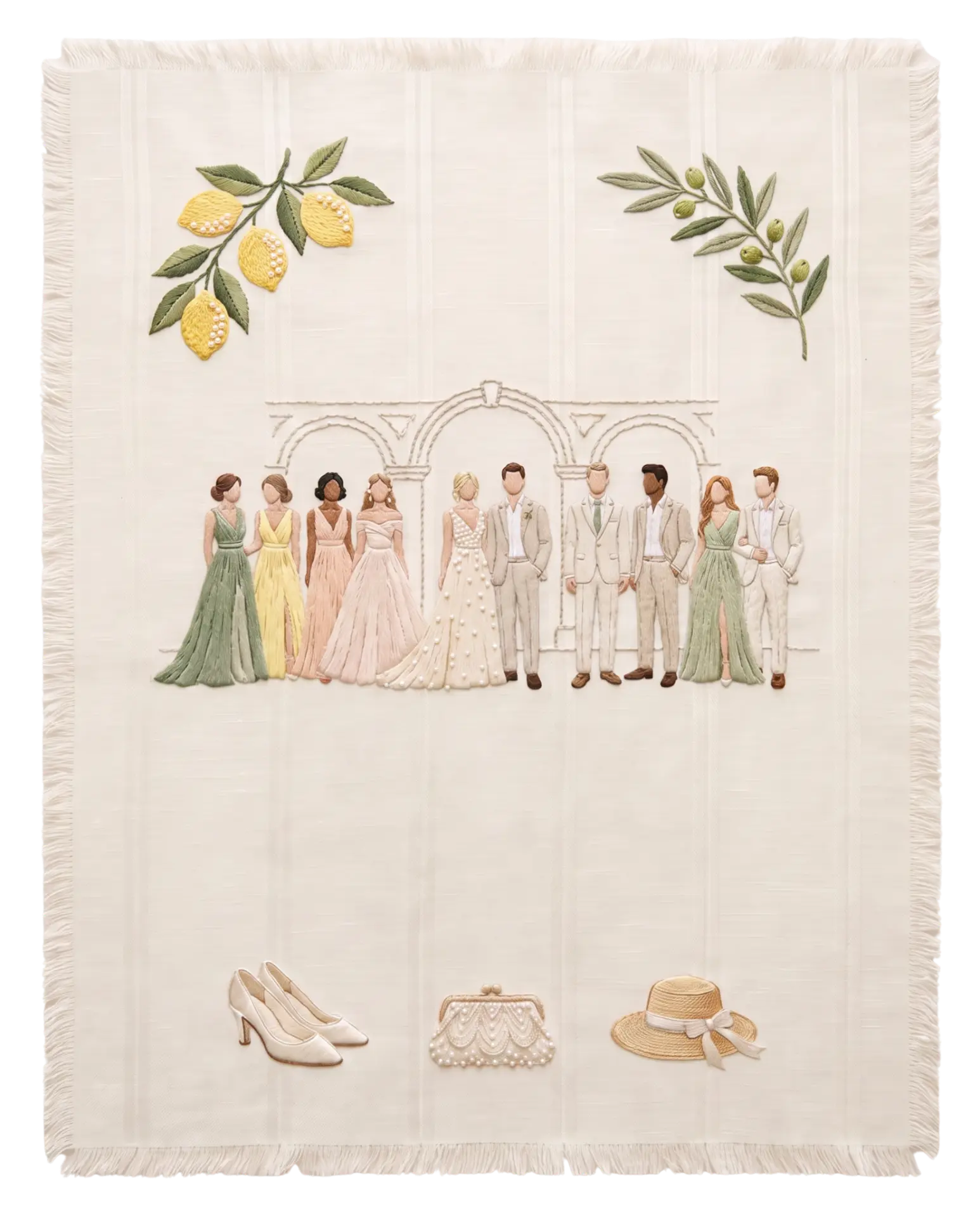 Dress code on embroidered linen
